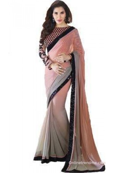 ARYAFASHION Solid Bollywood Chiffon Sari